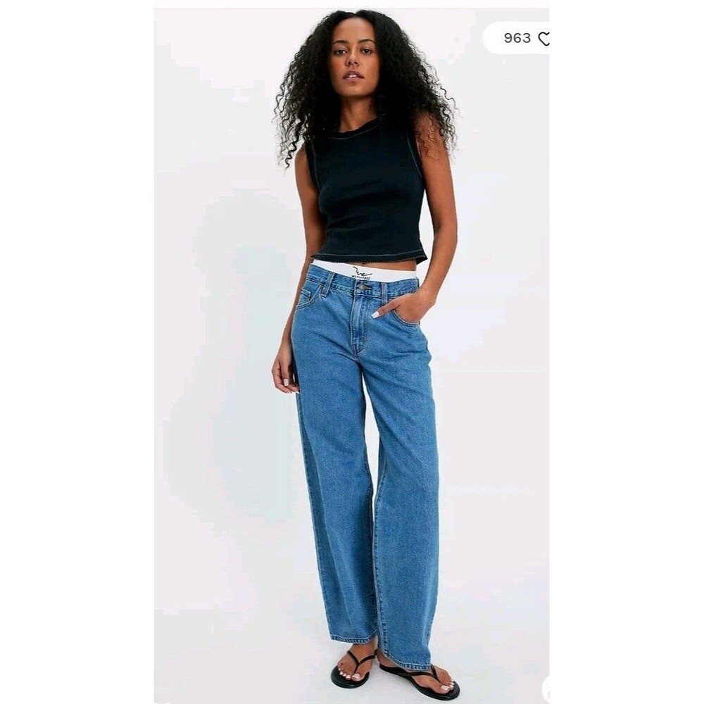 NWOT Levi's Baggy Dad Jeans Women 25 27 28 Blue Free People Slouchy Relaxed Fit